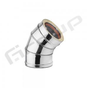 Καμπύλη διπλού τοιχώματος INOX Φ150-Φ200 45°