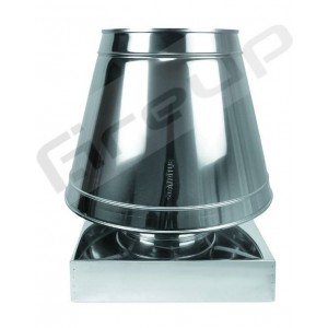 Απόληξη Καπναγωγού VOLCANO, με τετράγωνη βάση από Ανοξείδωτο Χάλυβα AISI 304 BA, πάχους 0,50  EC-VLC-304