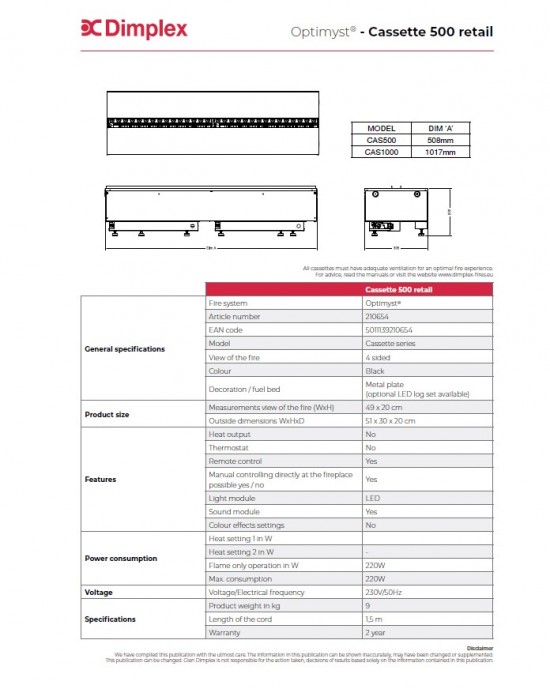 Dimplex Cassette 500 R