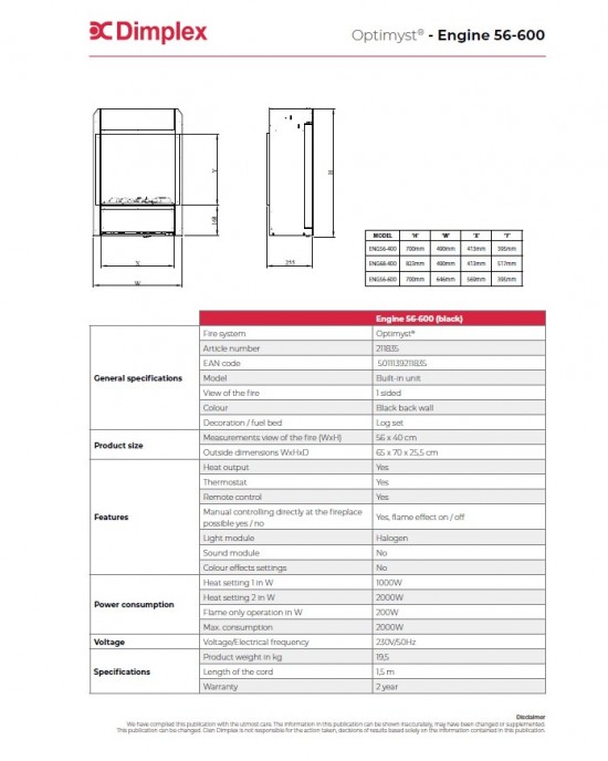 Dimplex Engine 56-600 BRICK